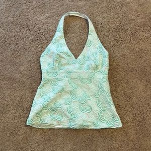 Vineyard Vines Light Green Umbrella Print Halter Top